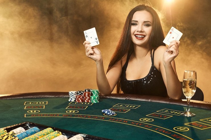 Antarmuka permainan live dealer dengan opsi taruhan dan chat real-time